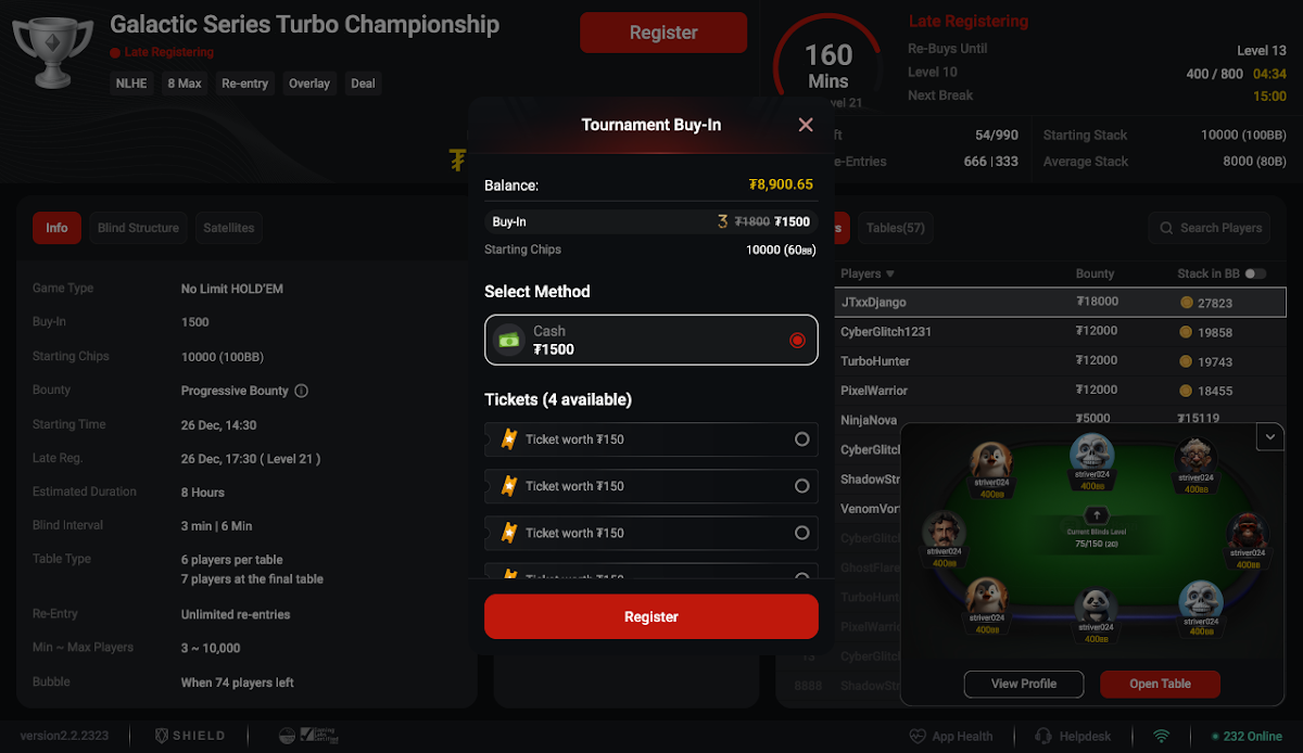 Descuento de buy-in en un torneo de CoinPoker