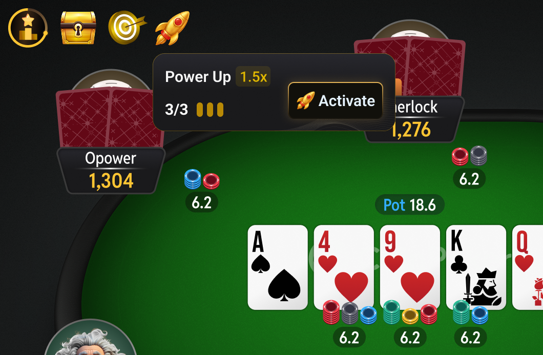Power Up activo en la mesa de CoinPoker
